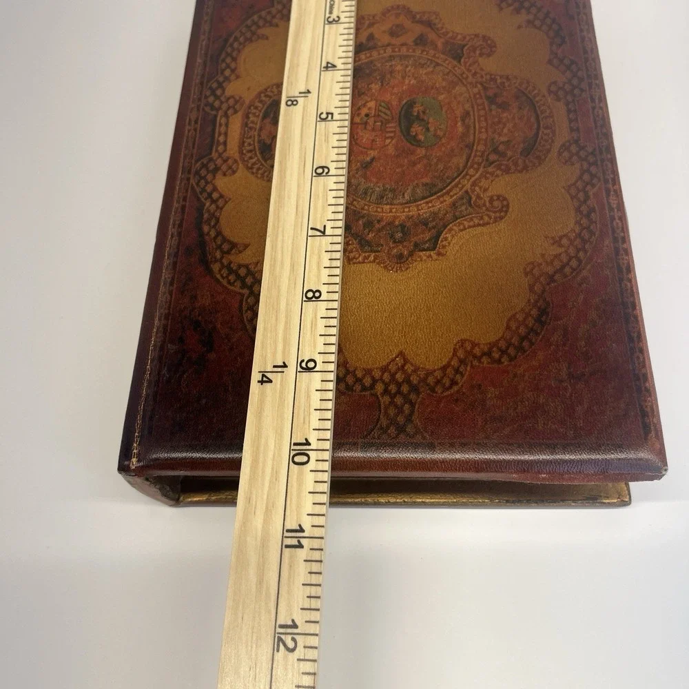 Faux Leather Large Book Box Secret Storage Keepsake Box Velvet Lined